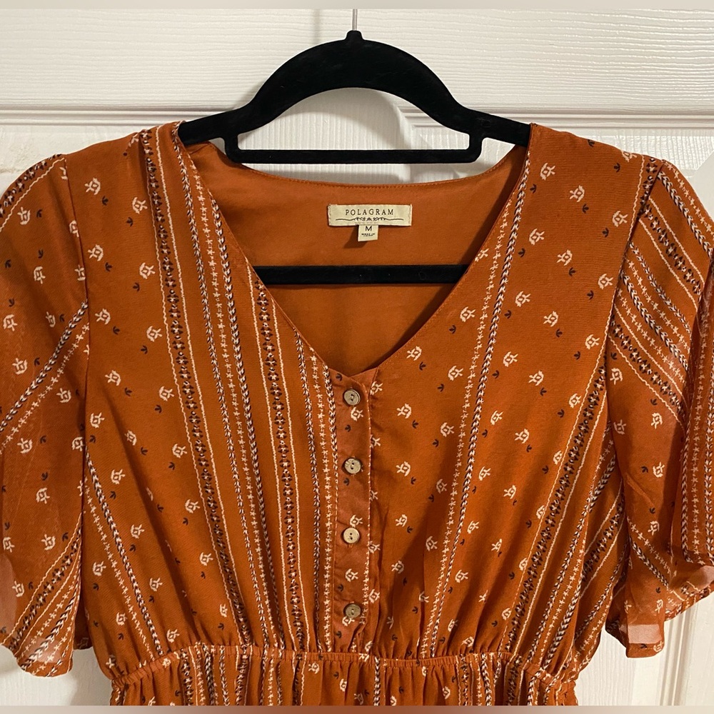 Polagram burnt orange maxi dress, size medium